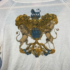 Vintage 90s‎ Dorothee Bis Cardigan XL Unicorn Lion Royalty Rhinestones